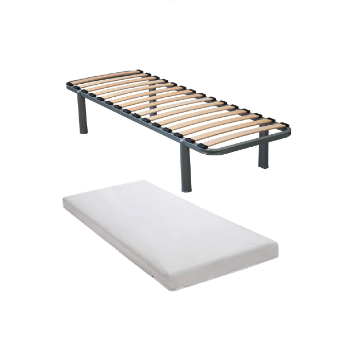 Single Bed Frame Fixed Legs 6ft x 2ft & Mattress MyStatic