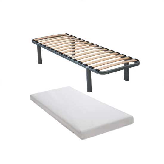 Single Bed Frame Fixed Legs - 6ft x 2ft & Mattress