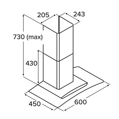 Matrix 60cm Stainless Steel Curved Glass Extractor - MXCV60SS