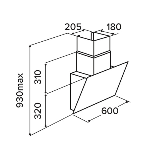 Matrix 60cm Black Angled Extractor - MXAG60BL