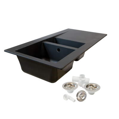 Black Resin Kitchen Sink 1.5 Bowl 1000mm x 500mm Granite Finish