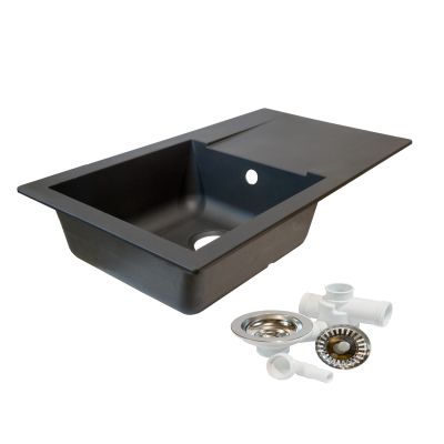 Black Resin Single Kitchen Sink 780mm x 435mm Granite Finish