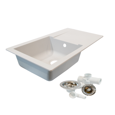 Platinum Resin Single Kitchen Sink Platinum Resin 780mm x 435mm Granite Finish