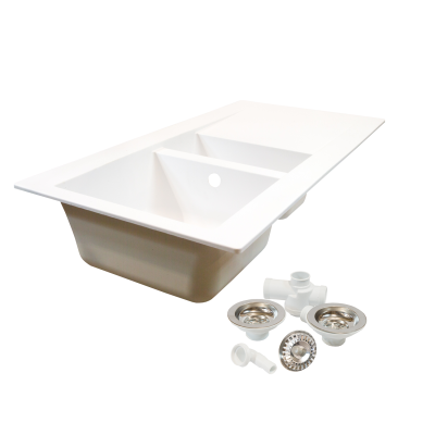 White Resin Kitchen Sink 1.5 Bowl 1000mm x 500mm Granite Finish