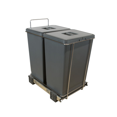 Pull Out Waste Bins 2x 24L Floor Mounted for Hinged Door