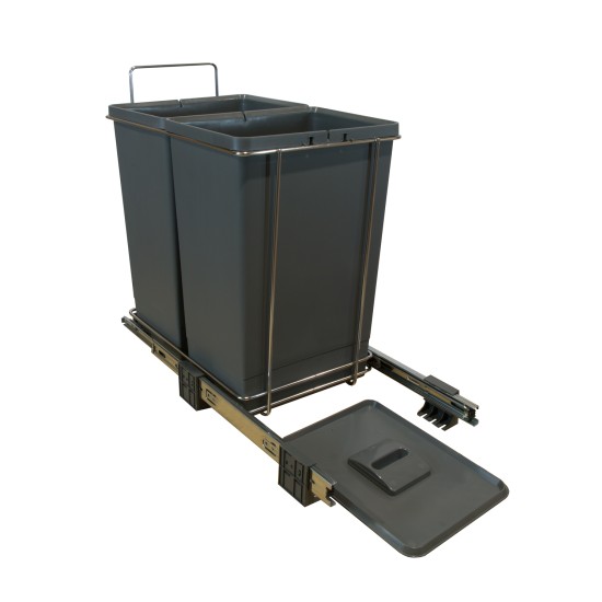 Pull Out Waste Bins 2x 24L Floor Mounted for Hinged Door