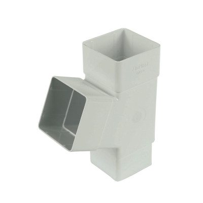 Square Line Gutter 65mm Square Pipe Branch - 67.5 Degree White