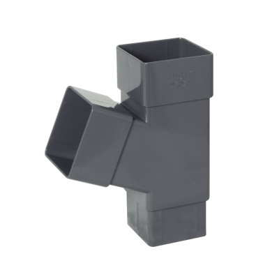 Square Line Gutter 65mm Square Pipe Branch - 67.5 Degree Anthracite Grey