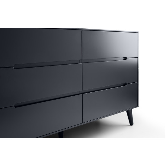 Alicia 6 Drawer Wide Chest Anthracite / Black