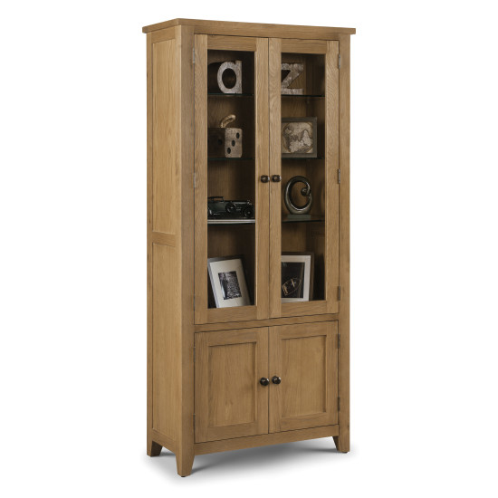 Astoria Glazed Display Cabinet Waxed Oak Finish