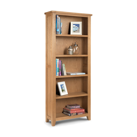 Astoria Tall Bookcase 5 Shelves Waxed Oak Finish