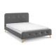 Astrid Curved Retro Fabric Bed 135cm Double Mid-Grey with Oak Legs