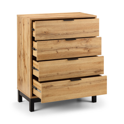 Bali Chest of 4 Drawers with Oak Finish 97 x 80cm