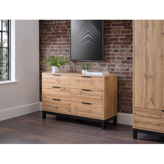 Bali Chest of 6 Drawers with Oak Finish 77 x 120cm
