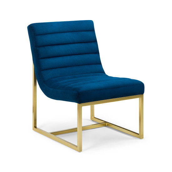 Bellagio Chair Blue Velvet Fabric on Gold Frame