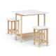 Bergen Bar Set Table & 2 Stools White & Natural Wood