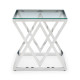 Biarritz 'X' Frame Lamp Table Glass Top & Chrome Legs