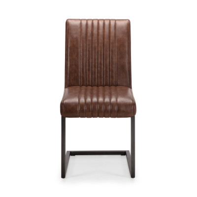 Brooklyn Dining Chair Brown Faux Leather & Gunmetal Frame