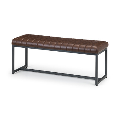 Brooklyn Upholstered Bench Seat Brown Faux Leather Metal Frame