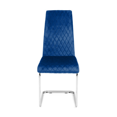 Calabria Velvet Cantilever Dining Chair Blue & Chrome Frame