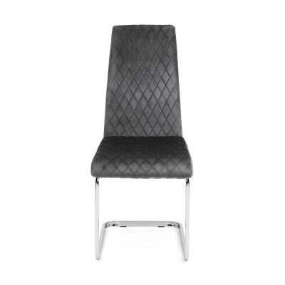 Calabria Velvet Cantilever Dining Chair Grey & Chrome Frame
