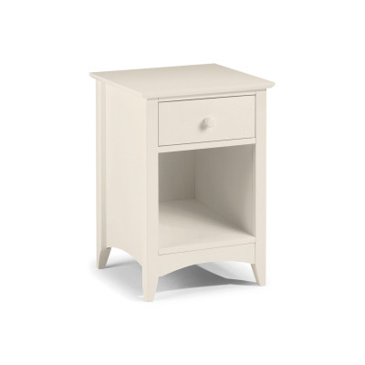 Cameo 1 Drawer Bedside Table Stone White