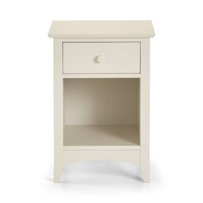 Cameo 1 Drawer Bedside Table Stone White