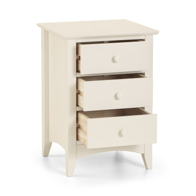 Cameo 3 Drawer Bedside Unit Stone White
