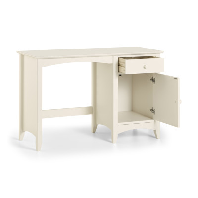 Cameo Desk with 1 Drawer & Cupboard Stone White