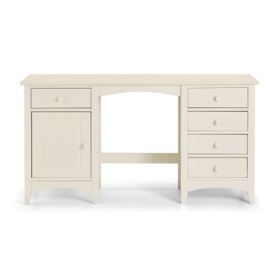 Cameo Dressing Table 5 Drawers & Cupboard Stone White