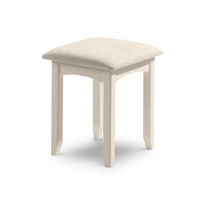 Cameo Dressing Stool Stone White with Ivory Faux Suede Seat Pad