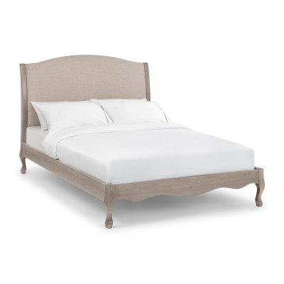 Camille Bed 135cm Double Limed Oak with Oatmeal Linen
