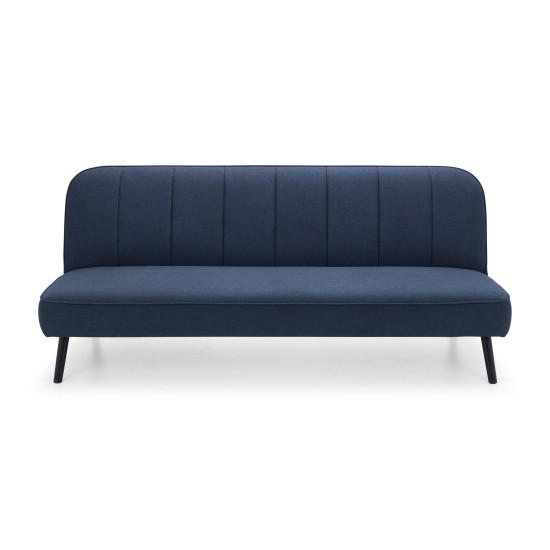 Miro Curved Back Sofa Bed Blue Linen Fabric on Black Legs