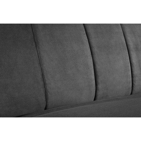 Miro Curved Back Sofa Bed Grey Linen Fabric on Black Legs