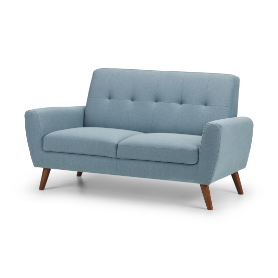 Monza 2 Seater Sofa Retro Style & Compact Blue Linen Fabric