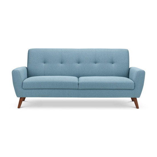 Monza 3 Seater Sofa Retro Style & Compact Blue Linen Fabric