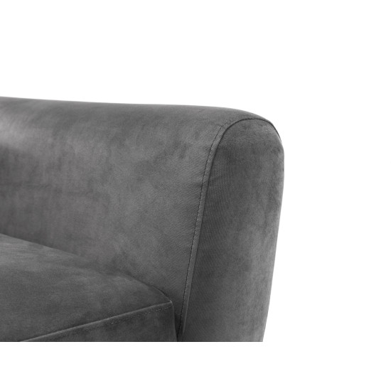 Monza 3 Seater Sofa Retro Style & Compact Grey Velvet Fabric