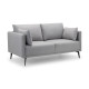 Rohe 2 Seater Sofa Platinum Wool Effect with Black Metal Legs