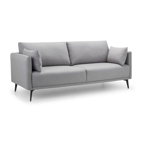 Rohe 3 Seater Sofa Platinum Wool Effect with Black Metal Legs