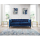 Sandringham 3 Seater Sofa Blue Velvet with Black Legs