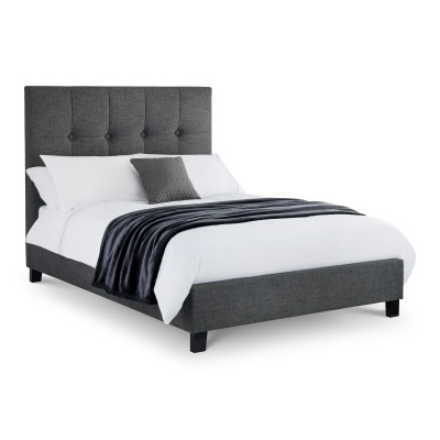 Sorrento High Headboard Bed 135cm Double Slate Grey Linen