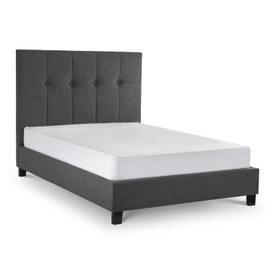 Sorrento High Headboard Bed 135cm Double Slate Grey Linen