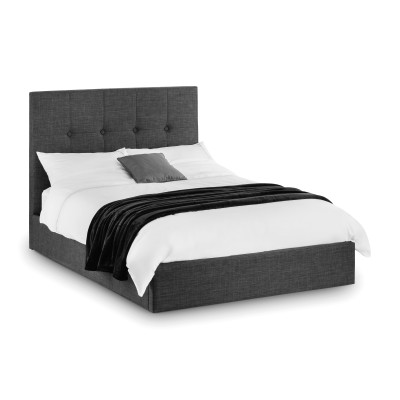 Sorrento Lift-Up Storage Bed 135cm Double Slate Grey Linen