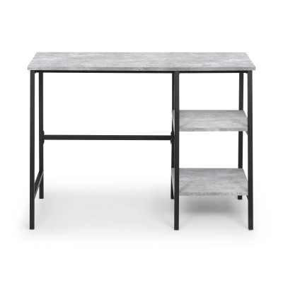 Staten Desk with Shelves Concrete Effect on Black Frame