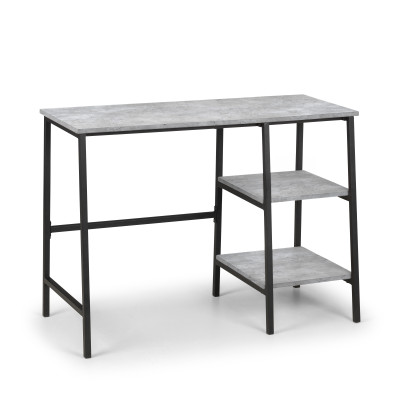 Staten Desk with Shelves Concrete Effect on Black Frame