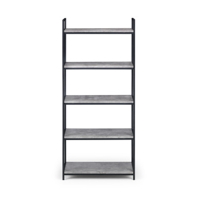 Staten Tall Bookcase Concrete Effect on Black Frame