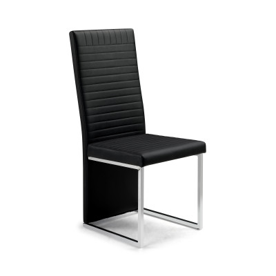 Tempo Dining Chair Black Faux Leather on Chrome Frame
