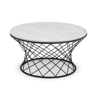 Trevi Real Marble Coffee Table Black Wire Base
