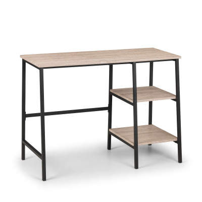 Tribeca Desk with Shelves Sonoma Oak Effect Tops on Black Frame