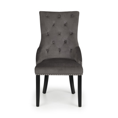 Veneto Knockerback Chair (Sold as a Pair) Grey Velvet Fabric
